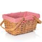Big Mo's Toys Picnic Basket - Woven Natural Woodchip Wicker Basket with Double Handles and Red and White Gingham Blanket Lining